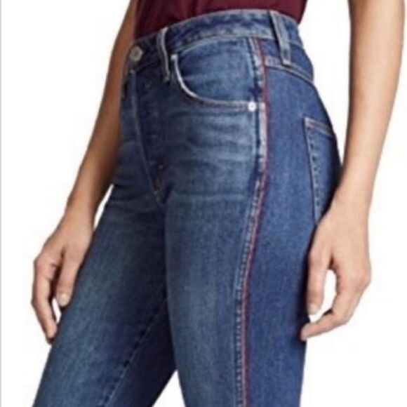 AMO Denim "The Babe" Jeans with Piping High Rise Straight Leg – Dark Vintage 30 - Picture 2 of 11